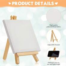 32 Pack Mini Canvases With Easel Sets For Painting Small Art Stretched Canvases Panels Pack With Wood Display Easel For Birthday Parties Back To School Easter Day Gift - 3 x 3 英寸 - 查看 3