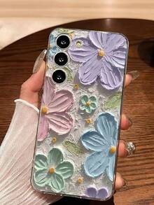 1个经典复古花卉图案手机壳，透明软壳保护套，兼容三星Galaxy A04e/12/A13/A14/A34/A50/A52/A53/A54/S21/S22/S23/S24/S25/S25，超强防水防震防摔防刮，国际版，非国内版 - 無色 - 查看 5