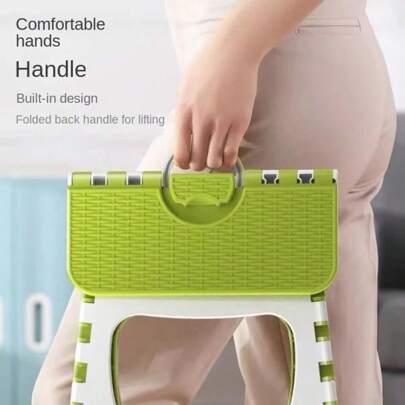 1 pieza Taburete plegable de plástico portátil y ligero de 23x18x20cm, color verde, para uso en exteriores, viajes, campamentos, juegos de niños y recolección en el jardín