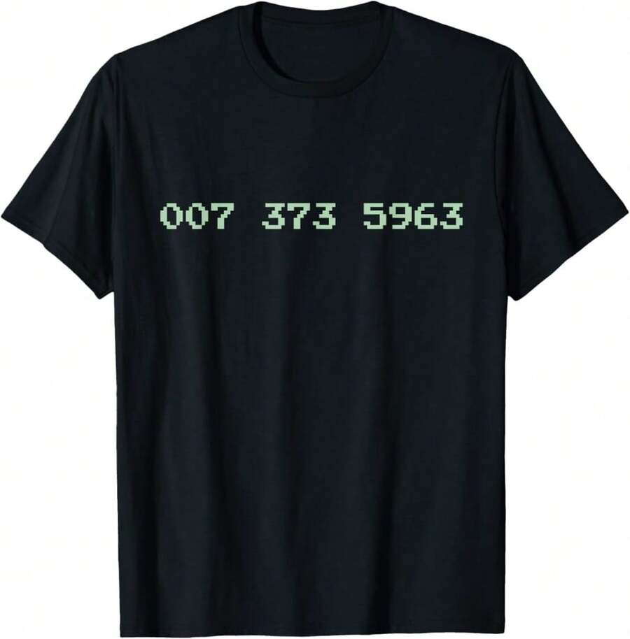 007 373 5963 Video Game Code 1987 80'S Retro Games Breathable T-Shirt - Black - View 1