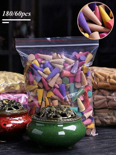 180/60pcs Home Pagoda Shaped Aromatic Incense Beads, Natural Fragrance For Meditation, Decoration, Spa, Yoga, Relaxation, Multiple Scents For Living Room, Bedroom, Bathroom, Long-Lasting Deodorizer - 20pcs Mixed Scent Sampler Pack Available