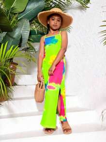 Seven Princess Jeune fille SLAYR Robe de style décontracté tie-dye pour préadolescente, style de rue pour préadolescente