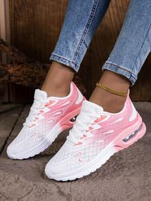 2025新款时尚女士透气运动休闲鞋，气垫轻便渐变色跑步运动鞋 - 粉色 - 查看 4