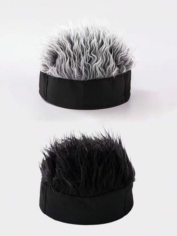 1PC Novelty Hat Men's And Women's Hip Hop Wig Synthetic Hair Elastic Beanie Hat Chemo Cap Gradient Color Wig Cap Role Playing Character Hat For Men And Women Docker Cap Music Festival