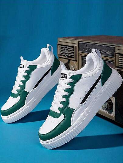 Herrskateskor med tjock sula - Höjdökande halkfria sneakers, lätta streetwear-skor, vita multifunktionella sportskor för våren