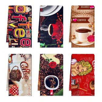 6 piezas Divertidos y minimalistas paños de cocina, paños decorativos con estampado colorido, suaves y absorbentes paños de té para festivales, suministros de cocina, suministros de limpieza, decoración de cocina