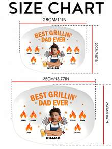 Personalized BBQ Serving Platter With Photo And Names, Best Grilling Dad Ever, Fathers Day Gift For Dad Grandpa Husband, Funny BBQ Keepsake Plate, Wall Decor For Kitchen, Summer Holiday Gift For Him, Birthday Present, Home Decor, Outdoor Dining - Multicolor - View 4