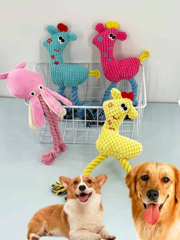 Jouet en peluche pour chien en forme de cerf avec gémisseur, jouet à mâcher en corde de maïs pour le nettoyage des dents et la dentition, jouet de jeu interactif mignon et indestructible en forme de dessin animé pour les petits chiens