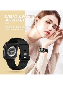 Set de 2 piezas Correa de reloj deportiva suave y cómoda de silicona para mujer con decoración de cristales de Bling y carcasa hueca glamorosa anti-caída, compatible con bandas de de 40/41/42/44/45/46/49mm, para Apple Watch Series Ultra/SE/11/10/9/8/7/6/5/4, accesorios inteligentes para relojes - Negro (sin reloj) - Ver 4