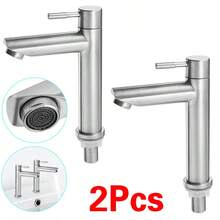 2Pcs Twin Taps Set Hot And Cold Pair Tap Traditional Bath Bathroom Basin Sink - Silver - View 3