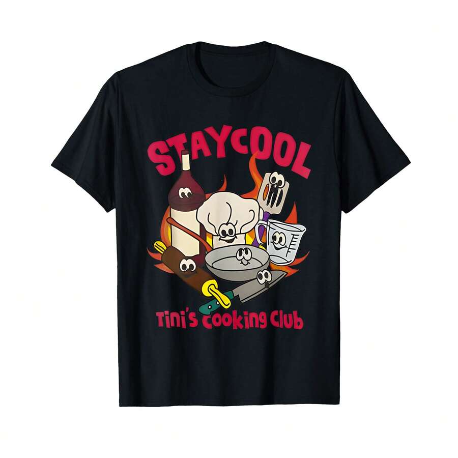 Stay Cool Tini Cooking Club Funny Chef Foodie Kitchen Humor T-Shirt% SP Anniversary Gifts - Black - View 1