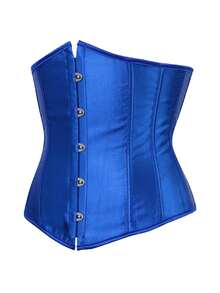 1pc Brocade Palace Style Body Shaper Corset, Waist Cincher With Adjustable Drawstring Waist Trainer - Blue - View 2