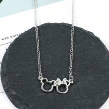 bandai 1pc Disney Cute Minnie Mouse Bow Knot Pendant Popular Cartoon Figure Necklace Mickey Mouse Minnie Pendant Necklace