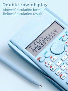 1pc Blue Student Scientific Calculator, Multi-Function Exam And Learning Tool For Calculating Functions And Fractions, 12-Digit Display Multi-Function Financial Calculator,Back To School Essentials,Creative Gift For Thanksgiving, Christmas, Birthday Halloween Decoration Back To School - Blue - View 5