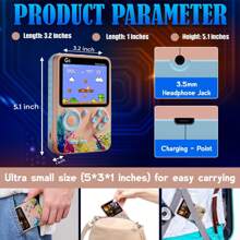 Retro Mini Handheld Spielekonsole für Kinder und Erwachsene - 3,5'' HD Bildschirm tragbarer Videospielplayer mit AV-Ausgang, wiederaufladbarer Akku, 500 Klassische Spiele - Weihnachts-, Halloween-, Erntedankfest-Geschenke