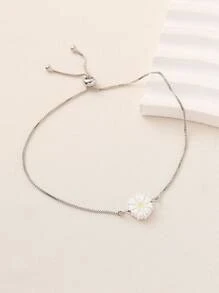 1pc Fashionable Adjustable Copper Daisy Bracelet, Versatile Accessory For Ladies, Suitable For Gift, Commute, Casual, Travel, Party, Daily Wear, Spring/Summer