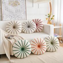 1pc Nordic Style Pumpkin Round Cushion, Living Room Decor Pillow, Sofa Lumbar Pillow, Grey