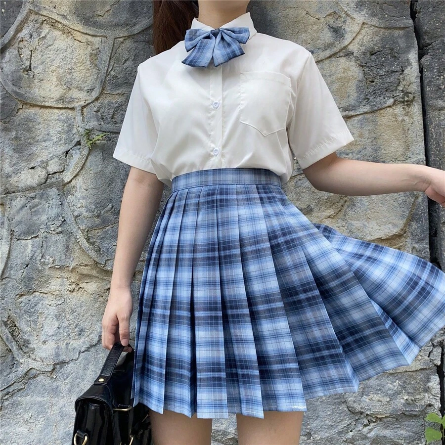 High-End High School Sailor Uniform, School Uniform, Casual Clothes For Girls, JK Uniform Sailor Uniform, Summer Short-Sleeved Top And Skirt Suit, Party Summer Festival School Event Costume, Anime Cosplay Costume - Blue and White - View 1