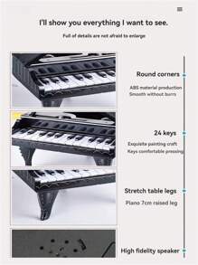 Minipiano de teclado infantil con modo de función multipulsación, incluye múltiples melodías, 24 teclas negras y blancas para tocar, juguete de piano electrónico realista para juego interactivo entre padres e hijos, para niños y niñas