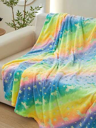 1pc Glowing Blanket, Soft & Warm Glow-In-The-Dark Fleece Blanket, Suitable For Bedroom, Living Room And Sofa Napping