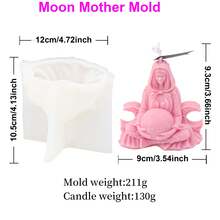 1 件 2.75/4.33 英寸 3D 地球母亲蜡烛模具 DIY 月亮母亲森林女神盖亚女神蜡烛硅胶模具,树脂石膏雕像蜡烛制作工具家居装饰手工艺品礼物 - 白色 - 查看 7