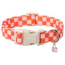 DOGWONG Colorful Checkered Dog Collar - Adjustable Plaid Pet Collar For Small, Medium & Large Dogs | Cute Boy/Girl Design, Durable & Stylish - Blue Checkered - ô vuông màu xanh - Xem 6