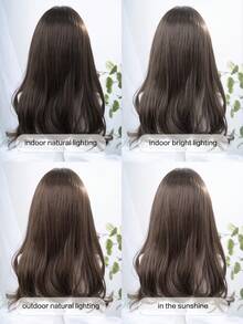 前蕾丝长款自然波浪卷发，中分刘海假发，T型蕾丝，13*5*1，棕色长款，22英寸半编发，日常佩戴，自然、顺滑、逼真。（不含配件）