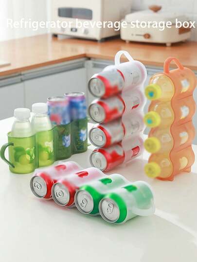 1 件冰箱饮料收纳盒，随机颜色啤酒/汽水罐收纳架，桌面罐架