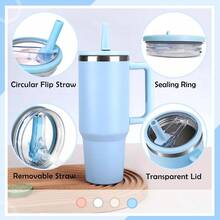 2 PCS 40oz Spill Proof Tumbler Flip Straw Lid For Cup, Leak Proof Tumbler Lid Replacement Fit For  , Reusable Tumbler Cover 40oz Cup Accessories - trắng - Xem 4