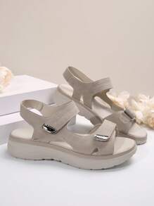 Women's Summer Sandals, Simple Style Wedge Heels, Breathable PU Material, Casual Beach/Daily Commute Versatile Sandals