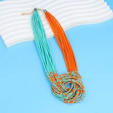 1pc Boho Beach Vacation Decorative Necklace, Multilayer Handwoven Mini Beaded Necklace - Knot Necklace - View 3