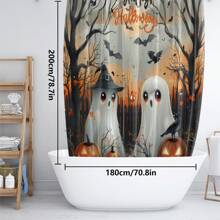 [Cadeau d'Halloween] 1 pièce/4 pièces Ensemble de décoration de rideau de douche d'Halloween | Beau cadeau moderne pour la maison avec 12 crochets de rideau de douche et 3 pièces de tapis de sol de toilette Rentrée des classes