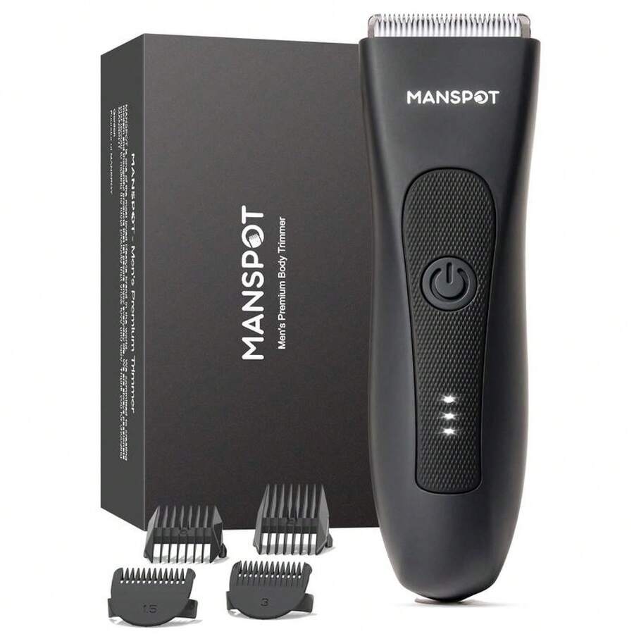 Electric Body Hair Trimmer For Men, MANSPOT Body And Groin Hair Trimmer, Ball Trimmer For Men, Replaceable Ceramic Trimmer Heads,  Recharge Waterproof Hair Trimmer, Christmas Gift, , Waterproof Hair - Black - View 1