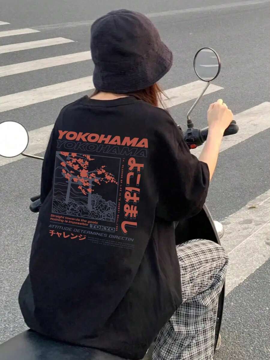 200g Pure Cotton T-Shirt 2025 Summer Ladies New Short Sleeve Pure Cotton Holiday Pattern Short Sleeve Round Neck Couple Wear Small Shirt Tops - 黑色 - 查看 1