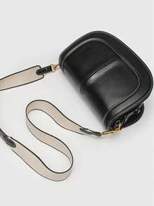 Bolso bandolera de la marca Za, bolso de lujo del 2025 con nuevo estilo, con correa de hombro ancha, decoración de pespunte y cierre, bolso cruzado