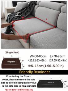 1pc Solid Color Elastic Sofa Cover, Boho Style Sofa Slipcover, Anti-Slip & Anti-Cat Scratch Fit For 1/2/3/4 Seater Sofa, Home Decor All Season, Machine Washable - Light Grey - View 14