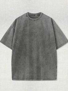 230g Double-Sided Washed, Warrior Battle Printed T-Shirt, High-Quality Wax Printed Cotton Retro Fashion Brand T-Shirt, Men's T-Shirt, Beach Essential, Summer T-Shirt, Holiday Gift, Perfect Gift - 深灰色 - 查看 2