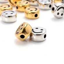 Yiwu Qiyou Accessories Co., LTD 100颗7毫米（0.27英寸）亚克力金色和银色笑脸珠子，DIY珠宝手链配件 - 7mm smiling face beads - 查看 8