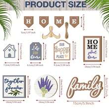 12 Pieces "HOME Family Our Happy Place" Wooden Tray Ornaments Hanging Decoration Desktop Decoration Ornaments Holiday Ornaments Suitable For Living Room Bedroom Kitchen Thanksgiving Gift Christmas Gift Holiday Gift (No Tray) - Multicolor - View 2