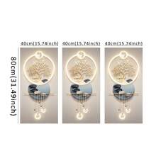 1 件优雅现代抽象帆布墙画，无框架树和月亮风景海报，非常适合卧室、客厅或走廊装饰，卧室墙画 - 黑色 - 查看 15