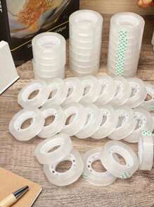 50 Pcs Transparent Adhesive Tape Refill, 1/2 Inch X 985 Inch, Clear Glossy Invisible Tape, TPU Material, Suitable For Gift Wrapping, Office, School And Home Use, Applicable For Moving, Logistics, Packaging, File Damage Repair, Multipurpose