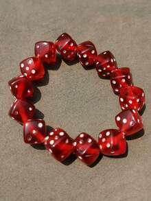 1pc Acrylic Dice Beads Stretch Bracelets Jewelry Accessories For Men Funny Game Lucky - Beaded Bracelet - View 6