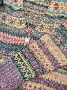 Plus Size Women V-Neck Colorful Long Sleeve Dropped Shoulder Casual Knit Cardigan, Autumn/Winter