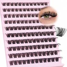 MEM 120/140Pcs Faux Mink D Curled Cluster Lashes, Natural Thick Reusable Lightweight DIY Lash Extensions For Beginners, Daily Travel Wedding Date Party Festival, Christmas Halloween Beauty Gift - D - View 10