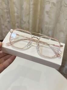 1pc Men's Casual Vintage Square Aviator Black Rimless Sunglasses, Suitable For Daily Wear And Street Photography