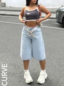 Pantaloni di jeans larghi e ampi da donna taglie comode in stile Y2K con ricamo di farfalle sulle tasche