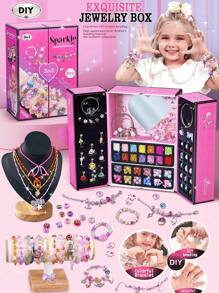 Perles pop, kit de création de bijoux - arts et artisanat pour les filles de 3 à 7 ans, jouets à perles à clipser - collier, bracelet, bague, set de création DIY