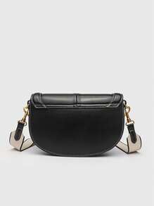 Bolso bandolera de la marca Za, bolso de lujo del 2025 con nuevo estilo, con correa de hombro ancha, decoración de pespunte y cierre, bolso cruzado