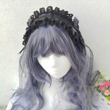 1 Piece Angel Demon Wing Hairband Handmade KC Gothic Bow Lace Headband Doll Black And Pink Secondary Character Dress Up Headpiece Fashion Hair Accessories