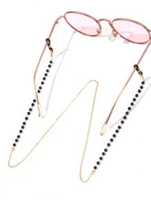 1/2 Stücke modische Kunstperlen Metallbrille-Kette für Frauen, Sonnenbrillenkette für Urlaub für Frauen und Mädchen, Lesebrillenkette, rutschfester Brillenhalter, Silikonbrillenhalter, Maskendekokette, ideale Wahl als Geschenk